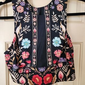 Women’s YOGA DEMOCRACY RUSTICA Floral Sports Bra Tank Top Size LARGE